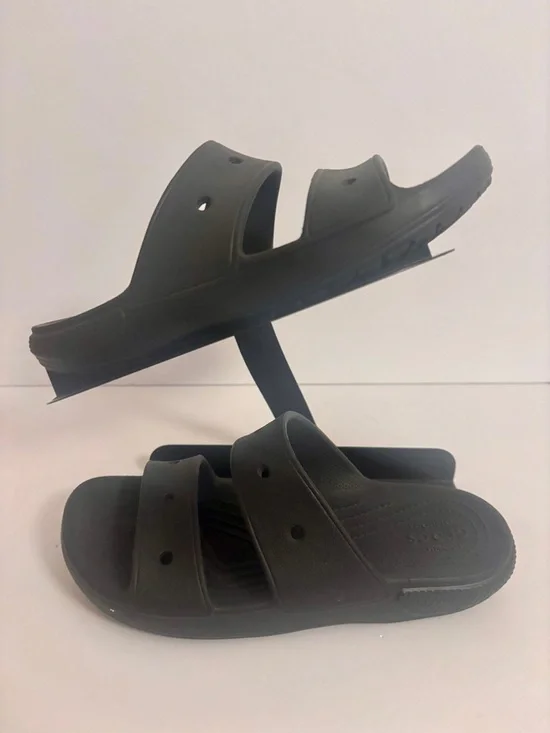 Crocs Classic 2 Strap Sandals Black Unisex M5 W7 - Picture 2 of 7